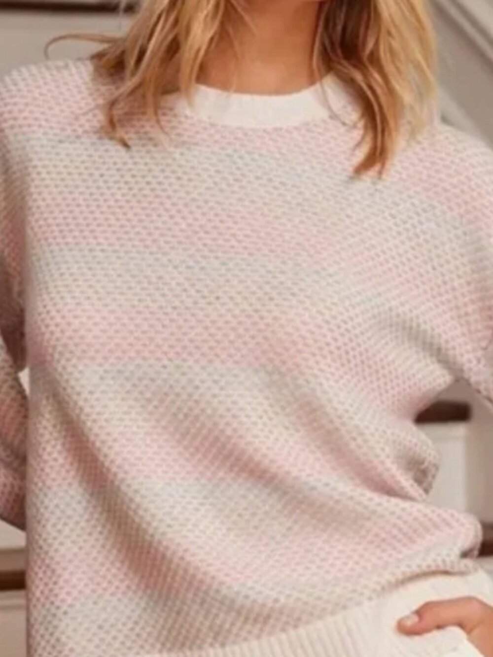 Summersalt: Coziest Cashmere Blend Soft Stripe Sweater - Pastel Stripe in La